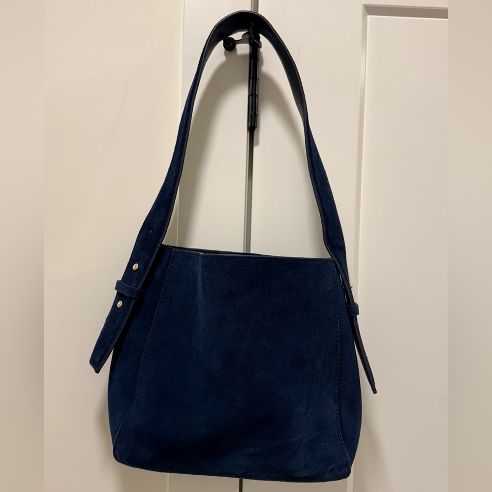 MNG Suede Navy Shoulder Bag - Women